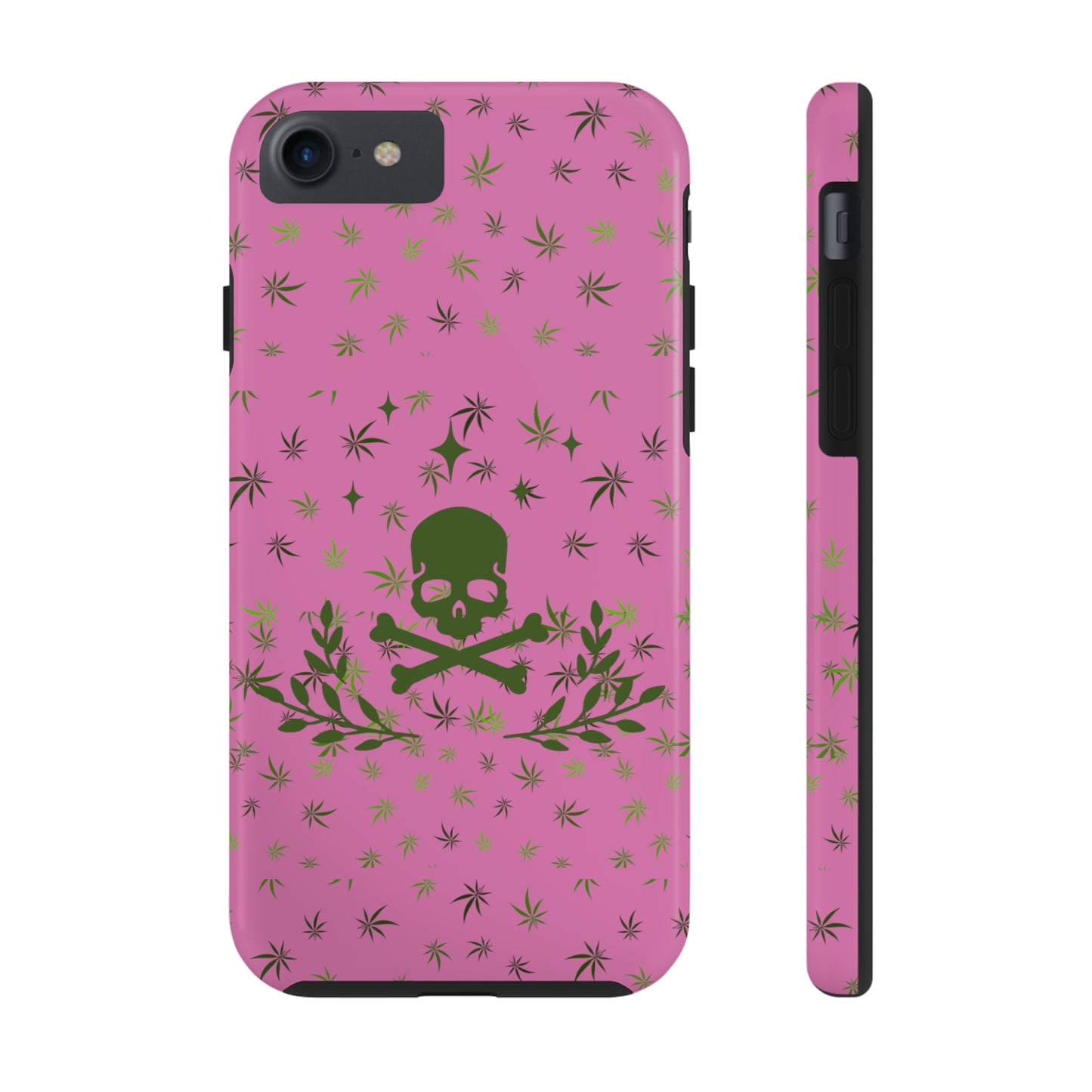 420 skull & crossbones tough phone Cases cannabis and skull and crossbones pink phone case for weed lovers