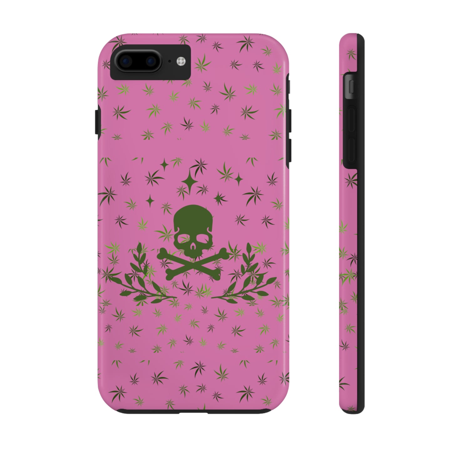 420 skull & crossbones tough phone Cases cannabis and skull and crossbones pink phone case for weed lovers