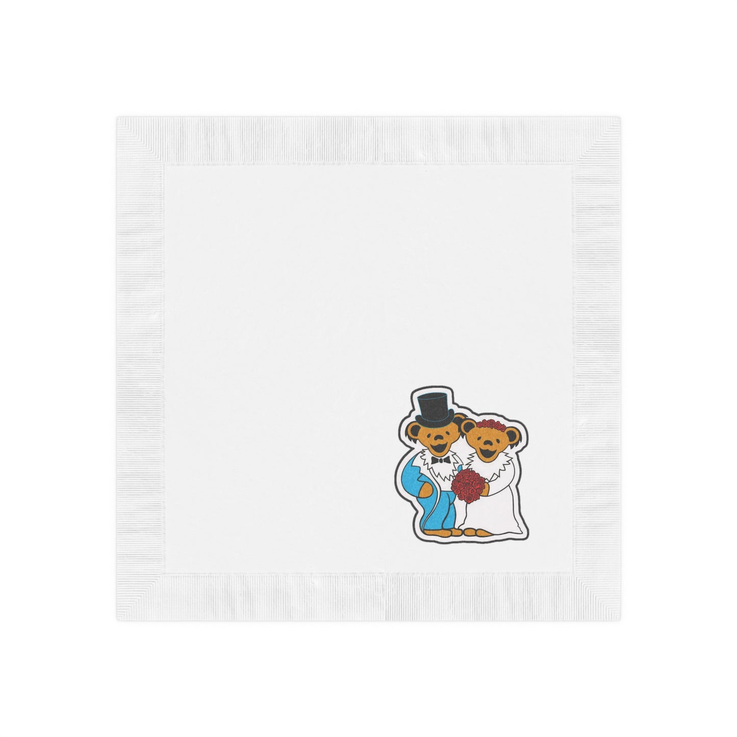 Grateful Dead bears wedding white napkins perfect for deadhead celebrations of love