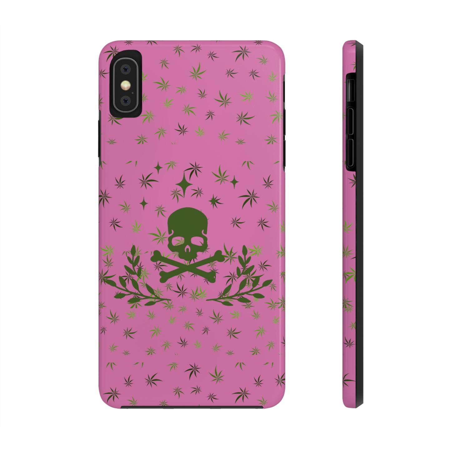 420 skull & crossbones tough phone Cases cannabis and skull and crossbones pink phone case for weed lovers