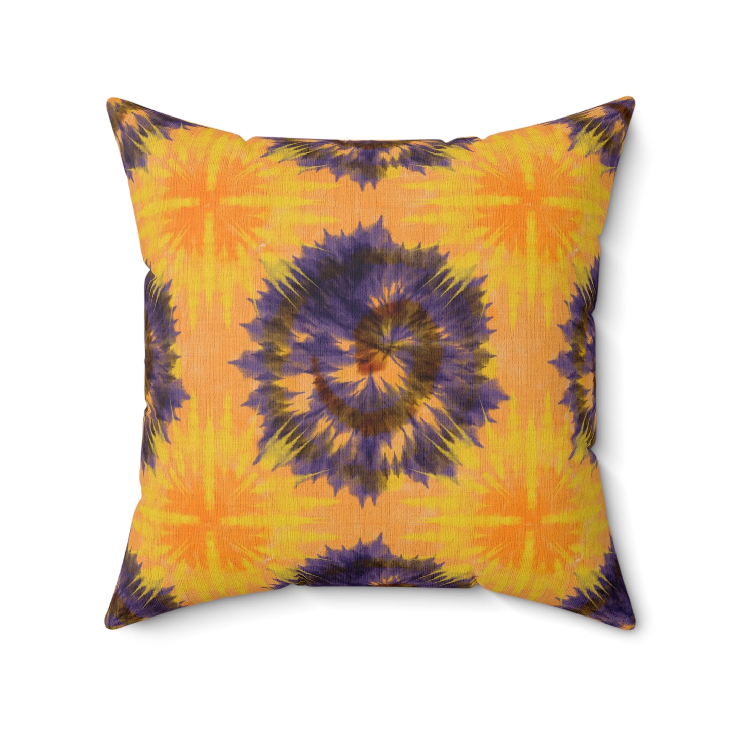 Yellow & Purple tie-dye pillow eclectic bohemian trippy home hippie style decor