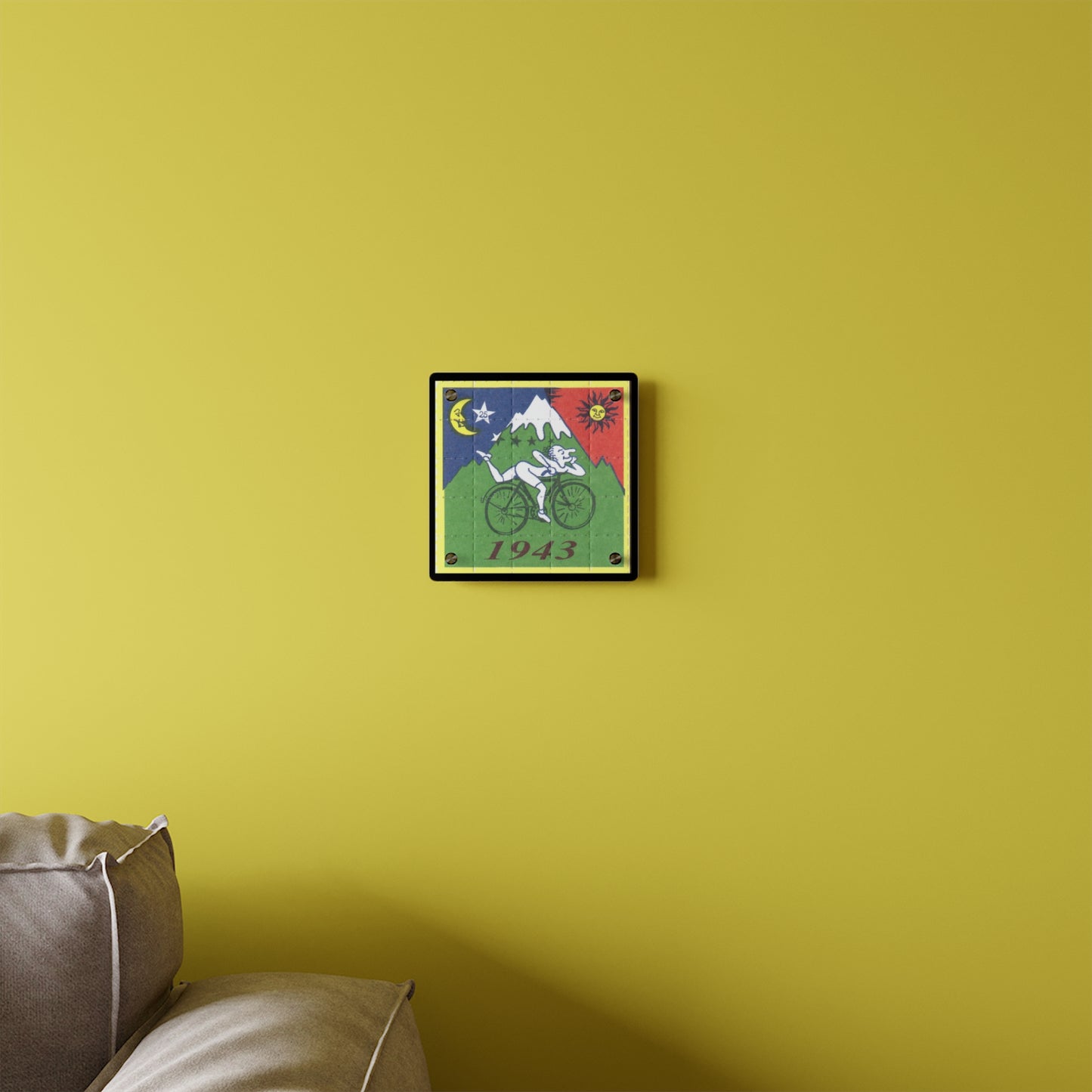 Bicycle day 1943 Albert Hoffman psychedelic vintage LSD blotter art - tab sheet wall art - Acrylic Wall Art Panels available in 2 sizes