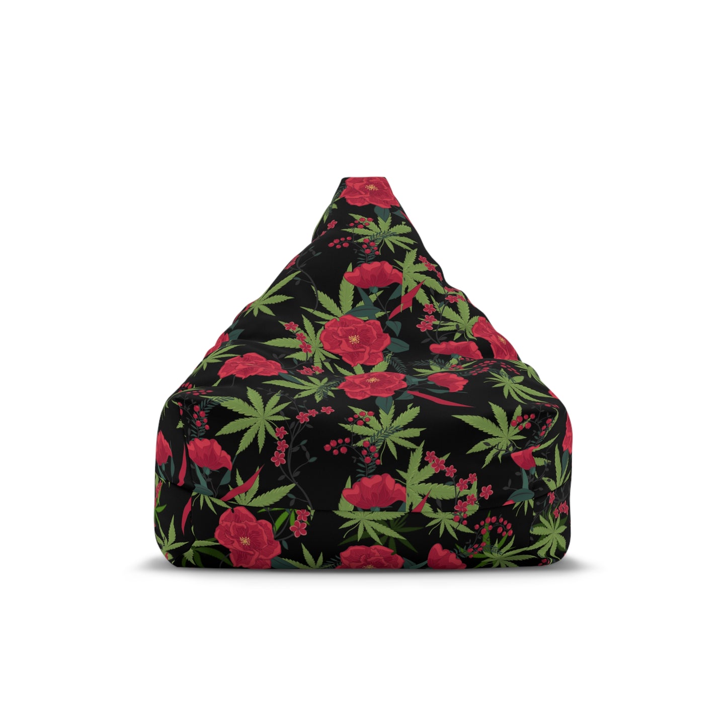 Black roses and cannabis 420 Bean Bag Chair Cover for high end stoner decor, cover only!