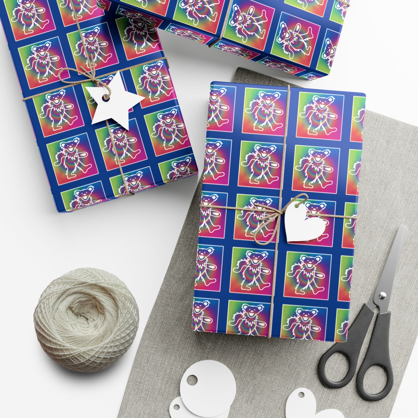 Grateful Dead bears tie-dye Wrapping Paper perfect gift wrap for Dead Heads
