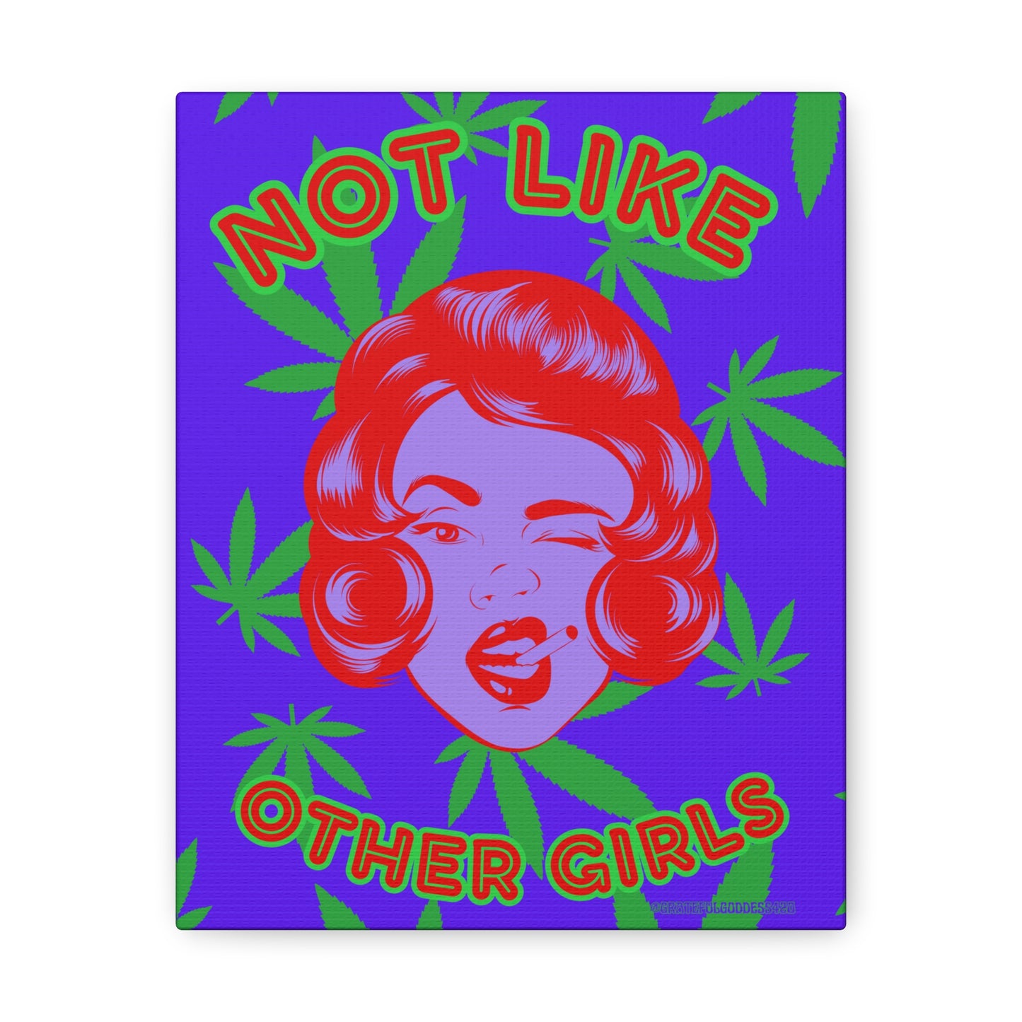 Cannabis pop art marijuana girl retro wall art Gallery Wraps