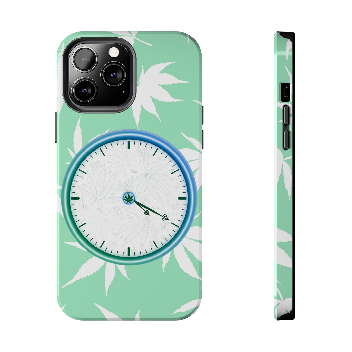 420 clock cannabis tough phone Cases cannabis leaf and 420 clock phone case for high end cannabist