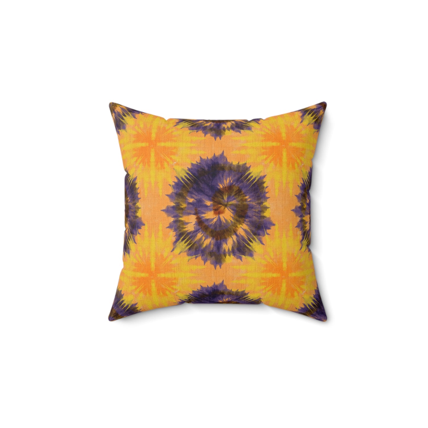 Yellow & Purple tie-dye pillow eclectic bohemian trippy home hippie style decor