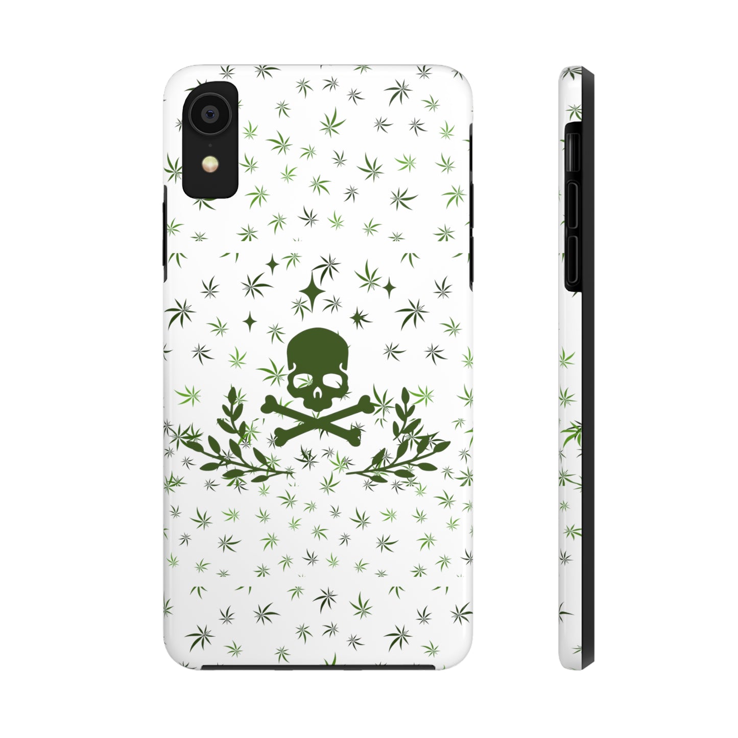 420 skull and crossbones tough phone Cases cannabis and skull white phone case for weed lovers