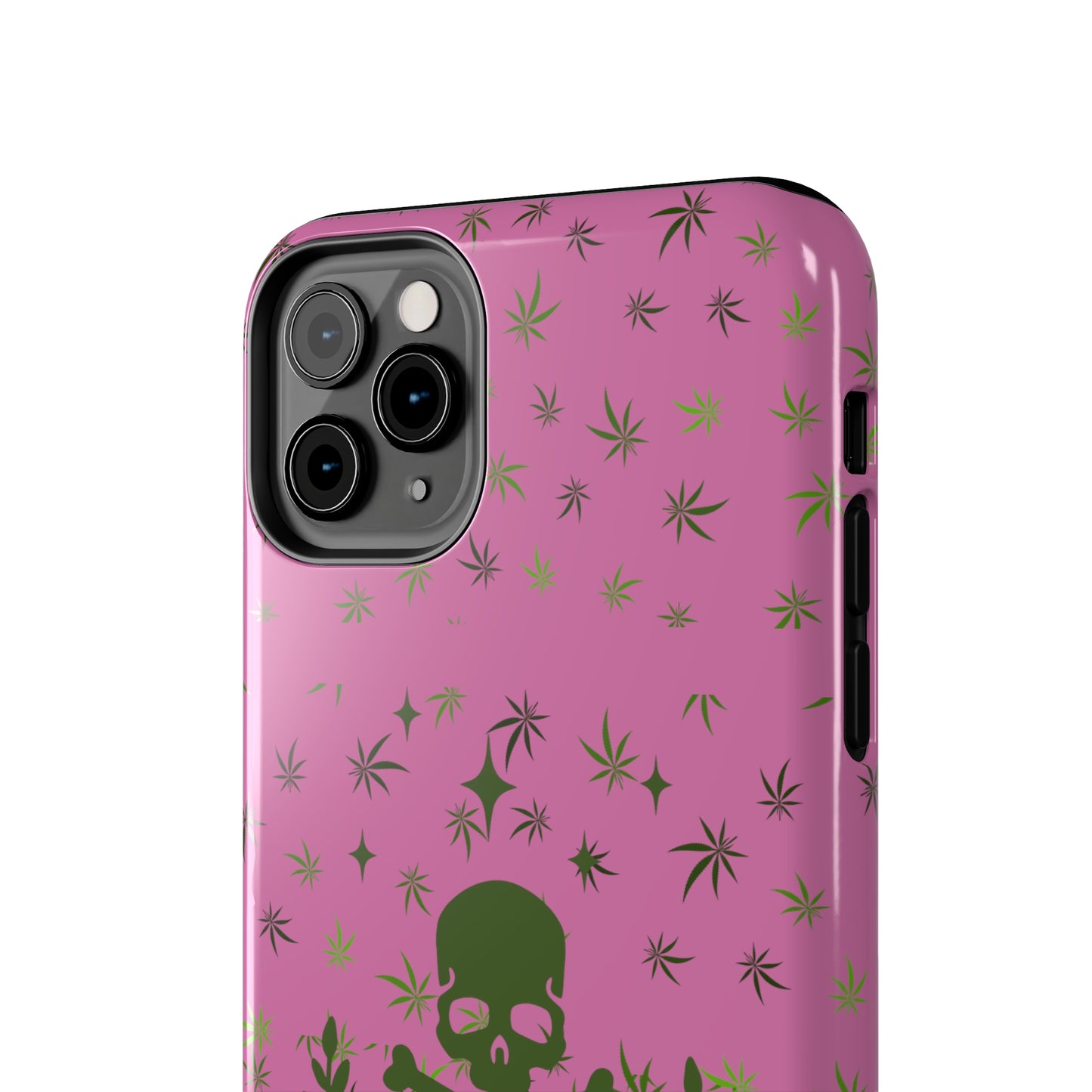 420 skull & crossbones tough phone Cases cannabis and skull and crossbones pink phone case for weed lovers