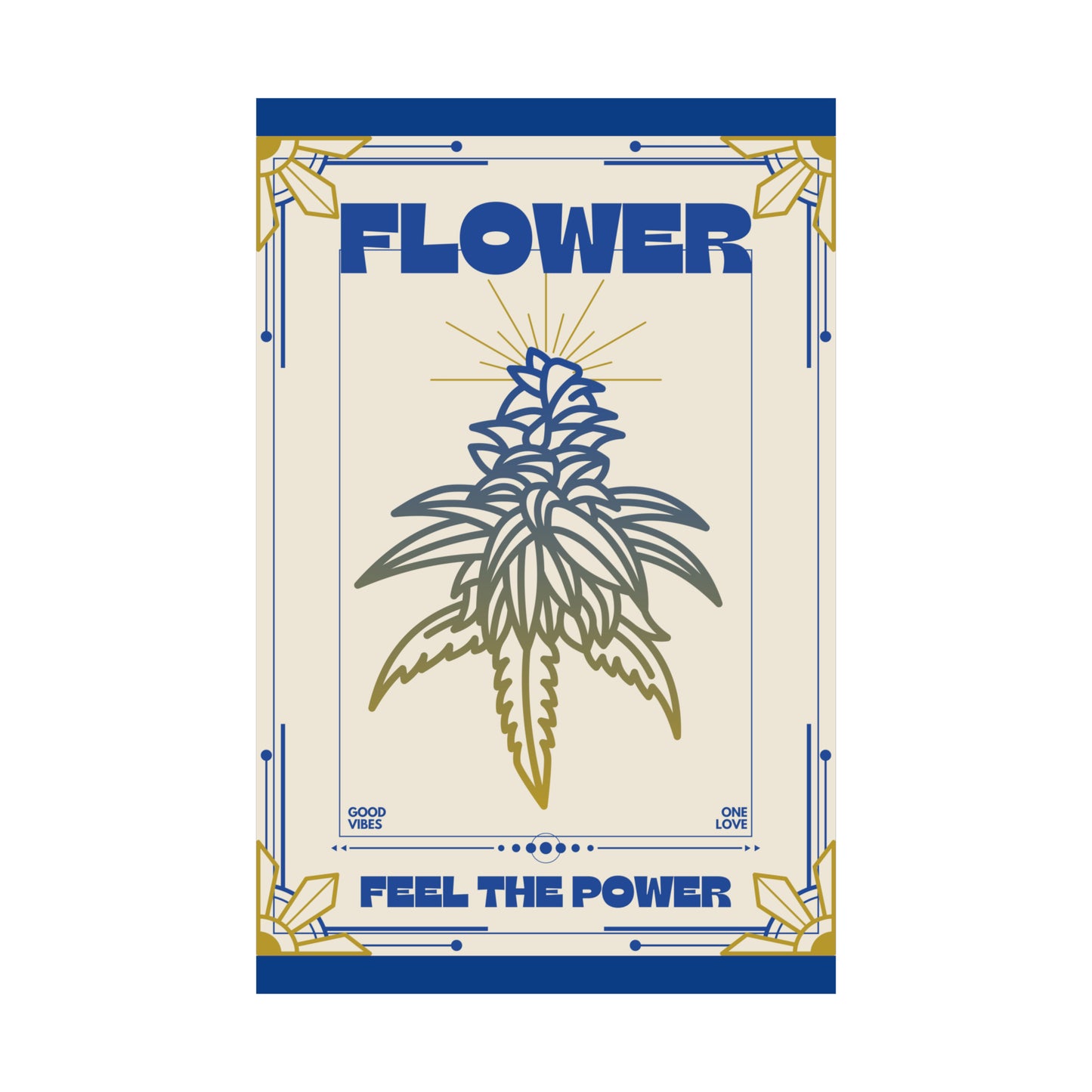 Flower power cannabis art 420 decor good vibes one love art deco style weed poster dispensary wall art 11x 17
