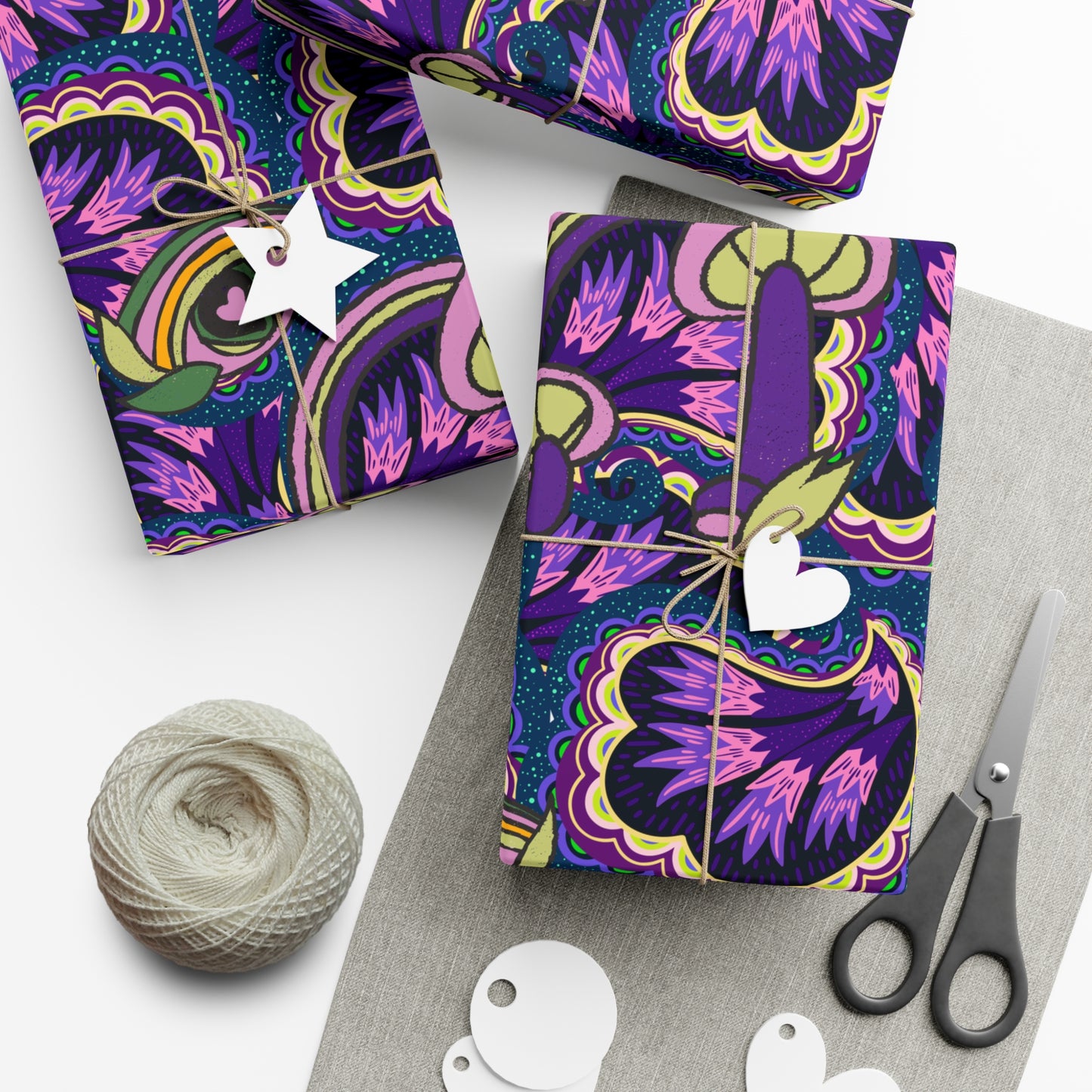 Purple psychedelic wrapping paper perfect Gift Wrap Papers for magic mushroom lovers retro hippie style