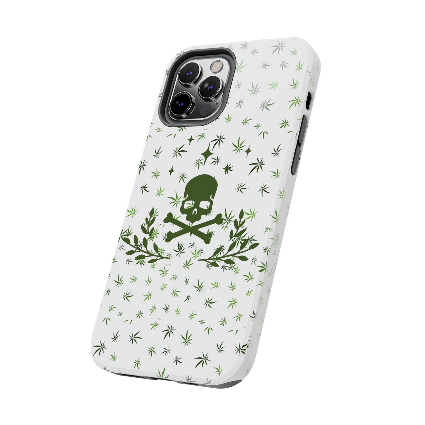 420 skull and crossbones tough phone Cases cannabis and skull white phone case for weed lovers