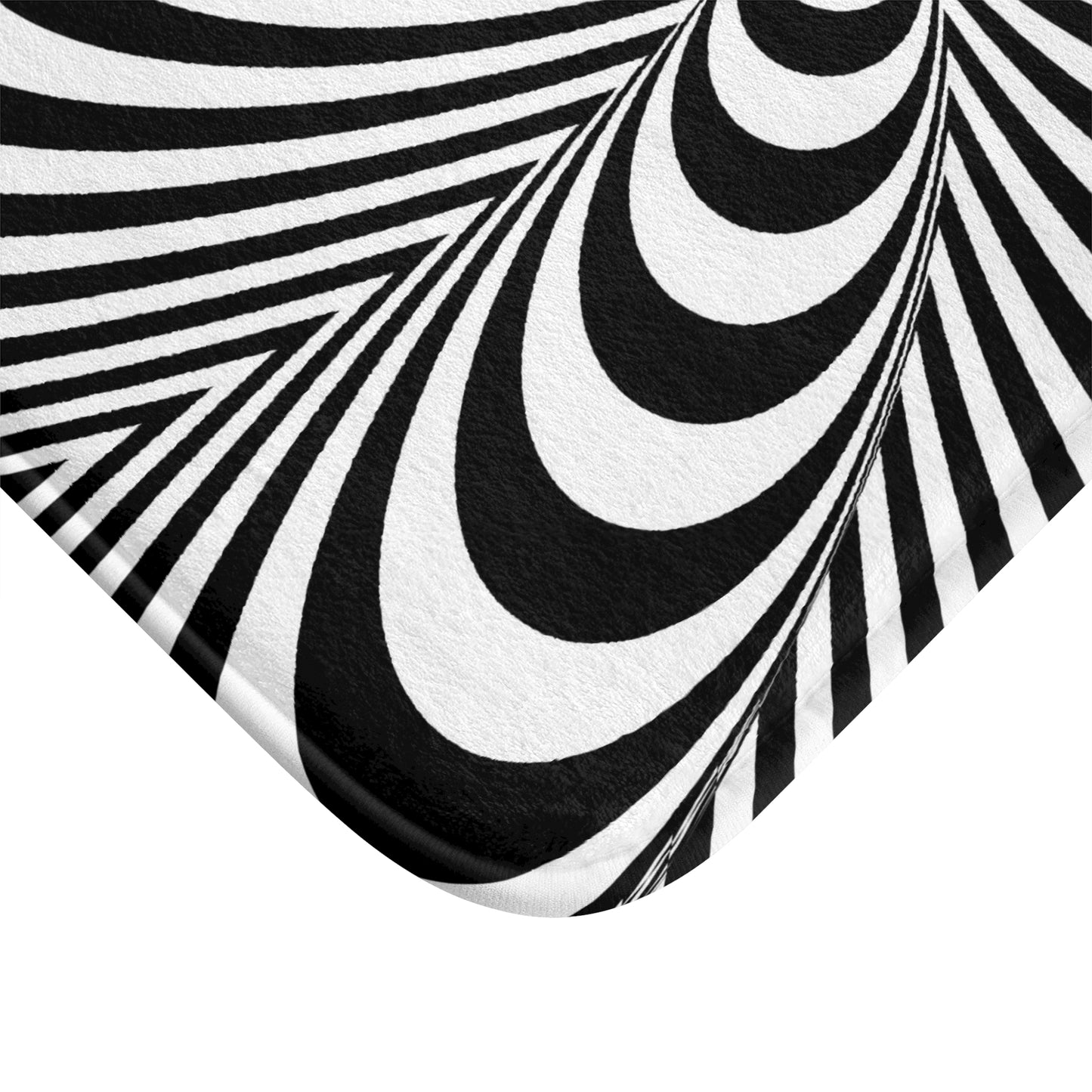 Psychedelic black and white bath mat eclectic bathroom rug trippy home floor decor