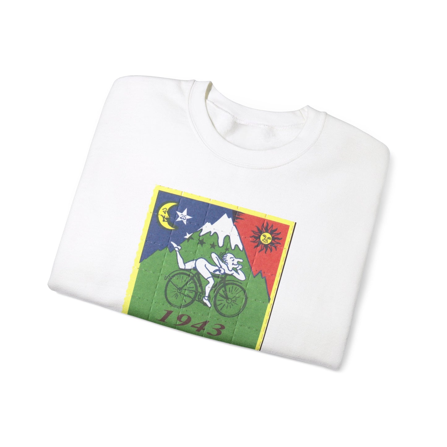 Bicycle Day vintage psychedelic blotter art sweatshirt - Albert Hoffman 1943 sweatshirt - Classic psychedelic motif with sleeve print
