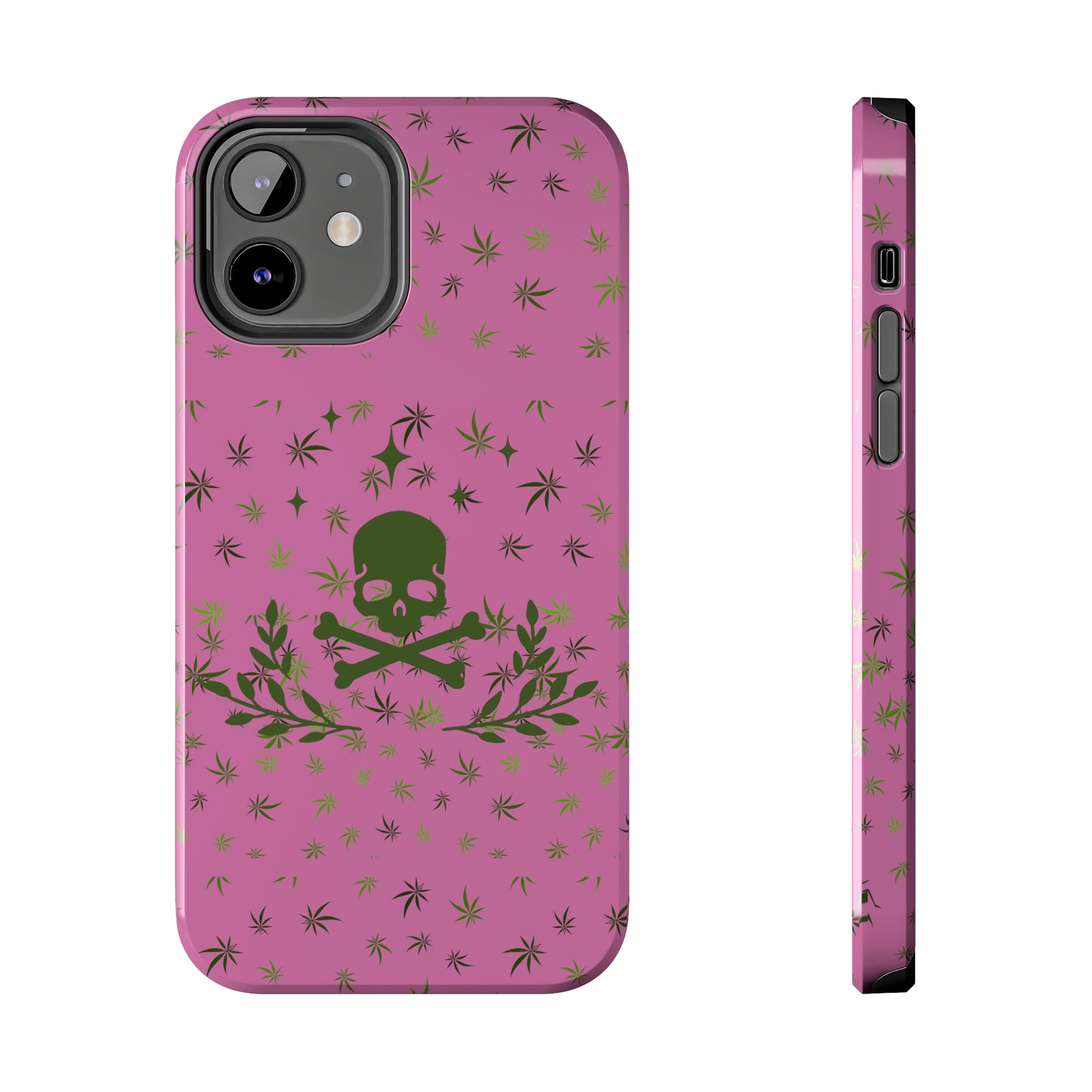 420 skull & crossbones tough phone Cases cannabis and skull and crossbones pink phone case for weed lovers