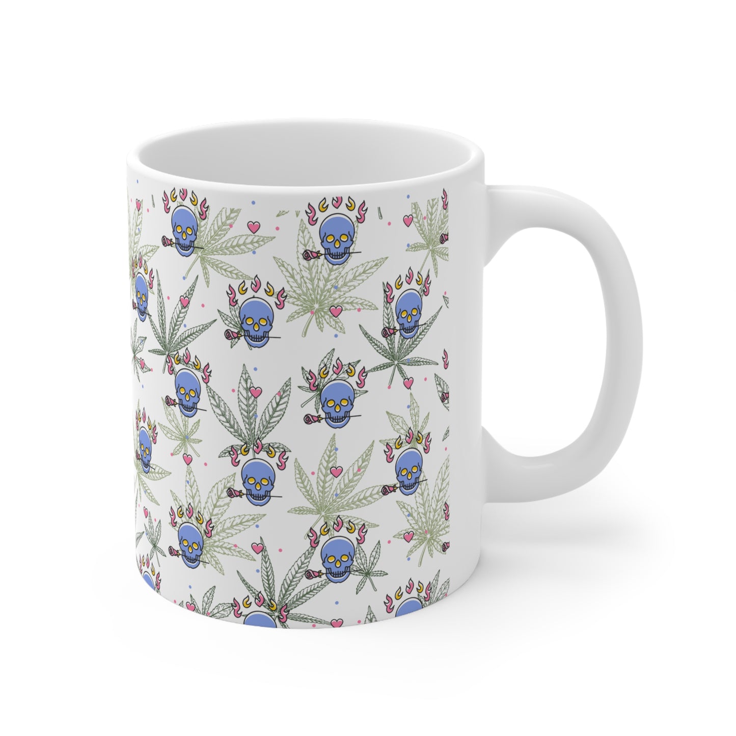 Skulls and cannabis print Mug marijuana skulls roses mug