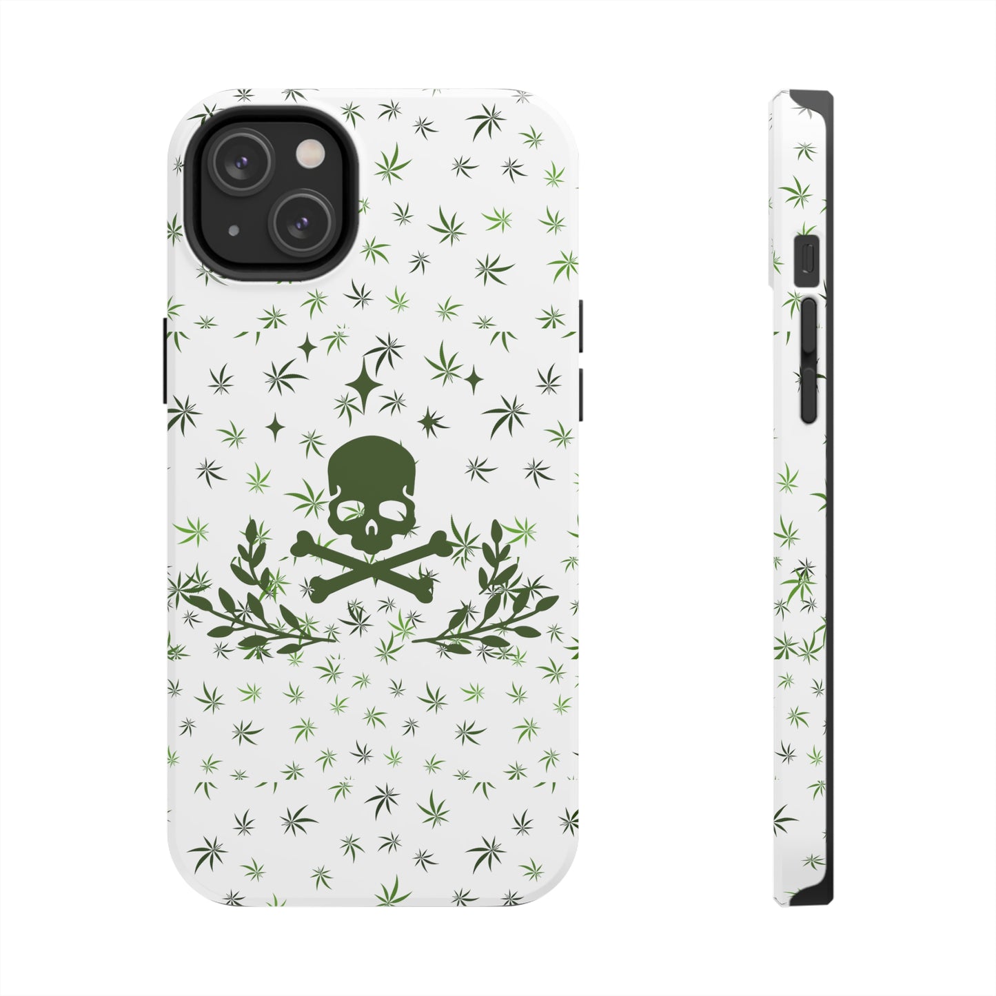 420 skull and crossbones tough phone Cases cannabis and skull white phone case for weed lovers