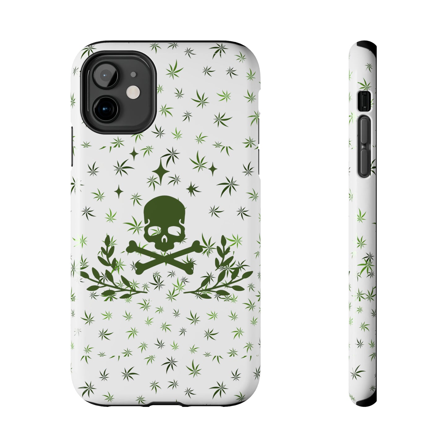 420 skull and crossbones tough phone Cases cannabis and skull white phone case for weed lovers