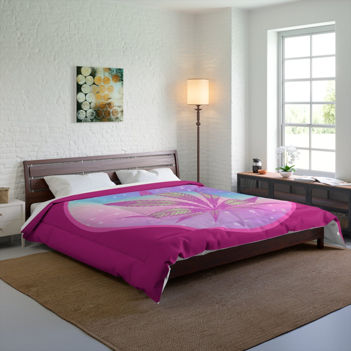 420 decor candycore cannabis pink Comforter perfect for weed loving stoner bedroom fashion