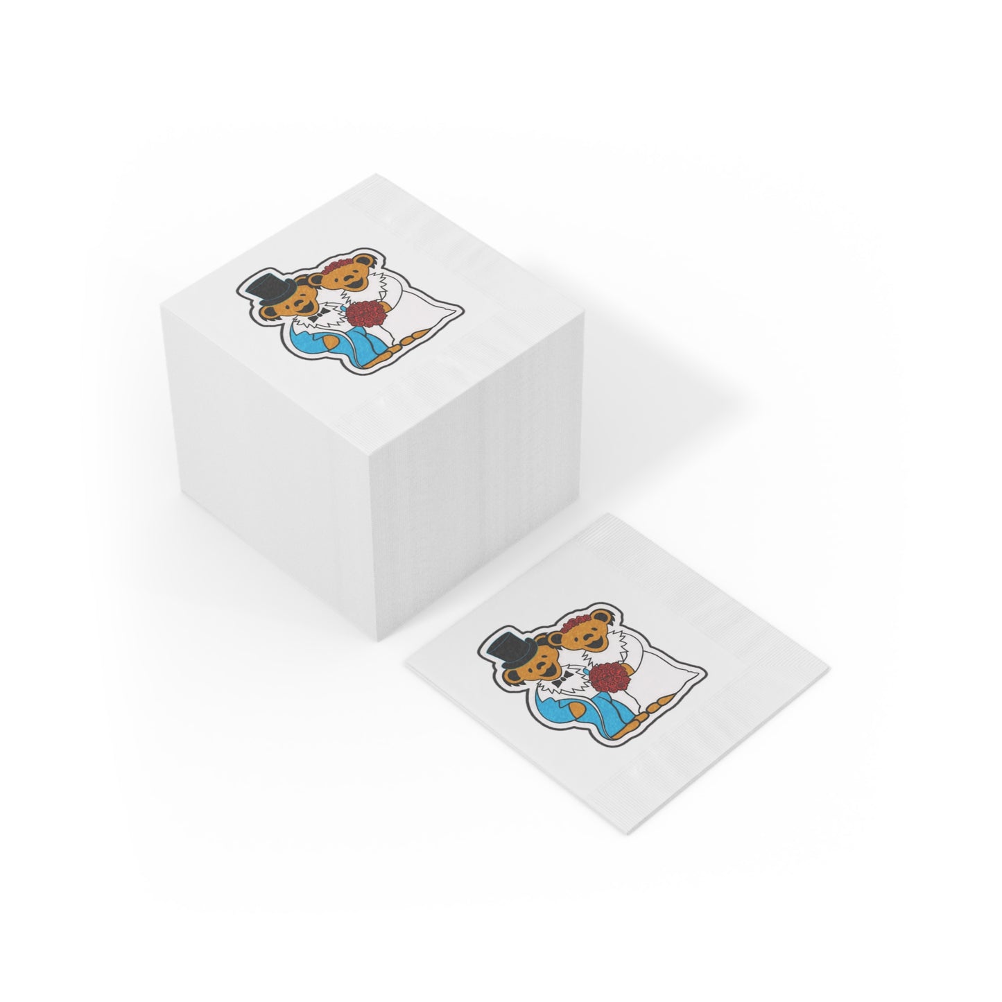 Grateful Dead bears wedding white napkins perfect for deadhead celebrations of love