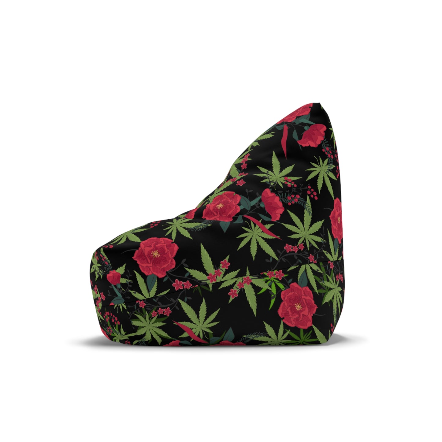 Black roses and cannabis 420 Bean Bag Chair Cover for high end stoner decor, cover only!