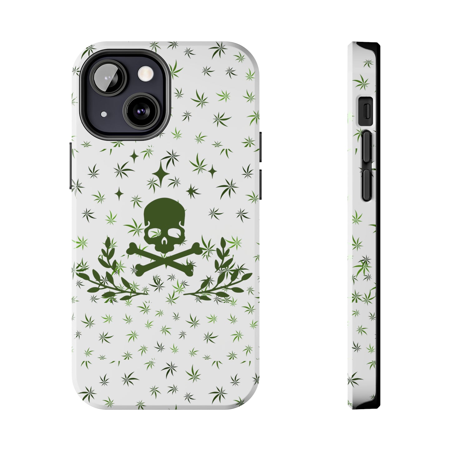 420 skull and crossbones tough phone Cases cannabis and skull white phone case for weed lovers