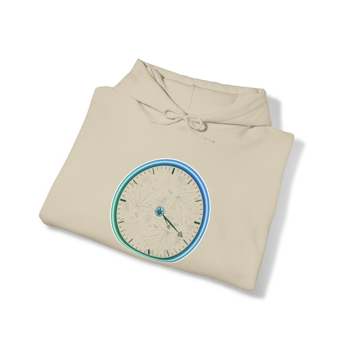 420 clock hoodie- cannabis couture neon 420 clock, print on front and left sleeve- 420 stoner sweatshirt marijuana high end stoner apparel