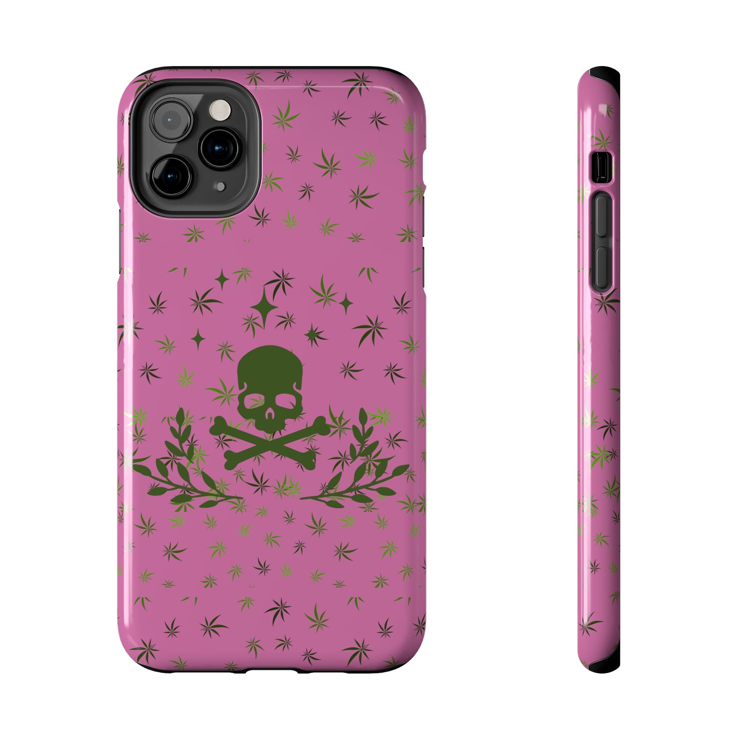 420 skull & crossbones tough phone Cases cannabis and skull and crossbones pink phone case for weed lovers