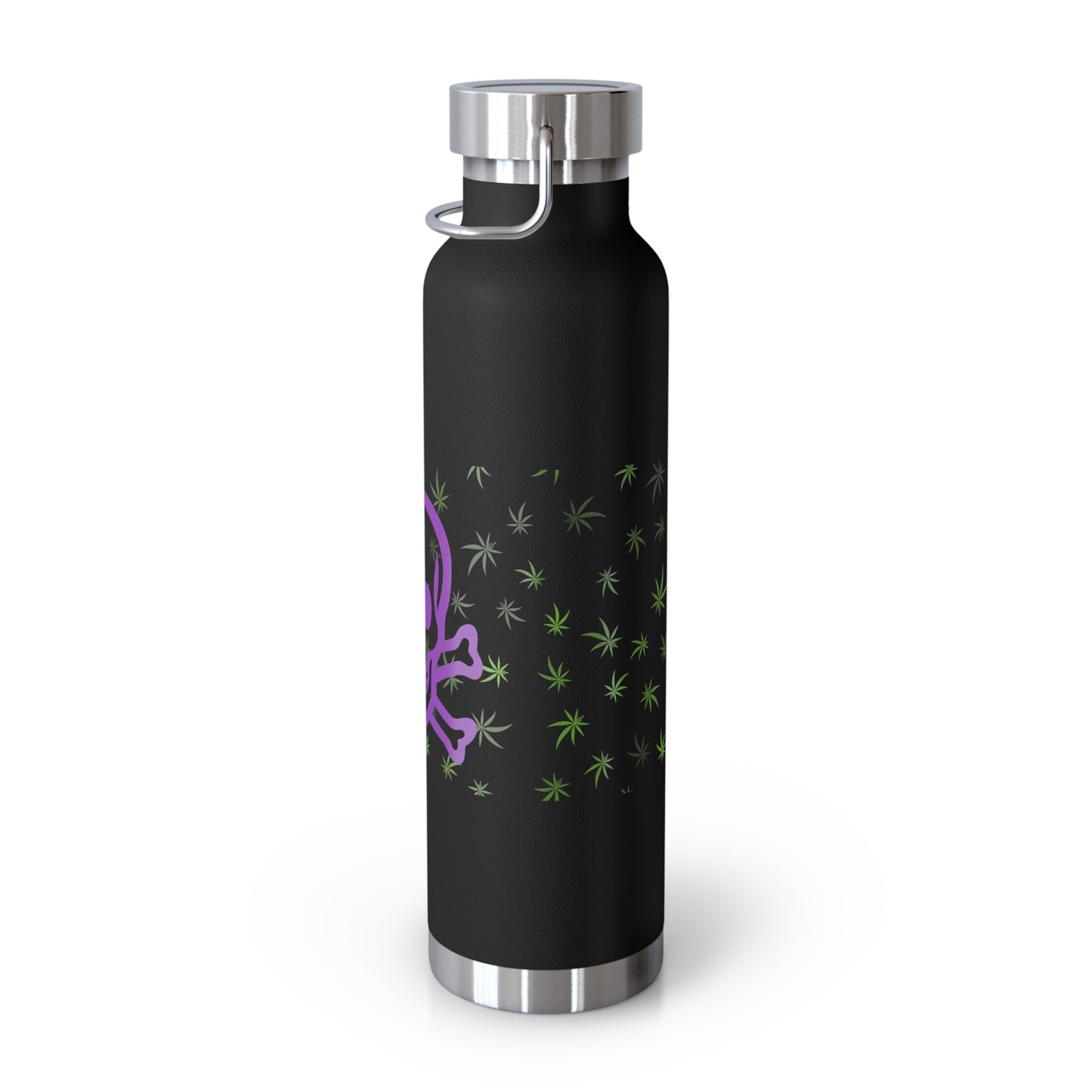 420 cannabis and skull and crossbones motif Copper Vacuum Insulated Bottle, 22oz. Great gift for high end stoner