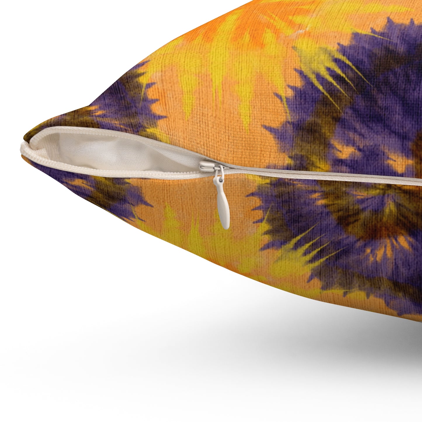 Yellow & Purple tie-dye pillow eclectic bohemian trippy home hippie style decor