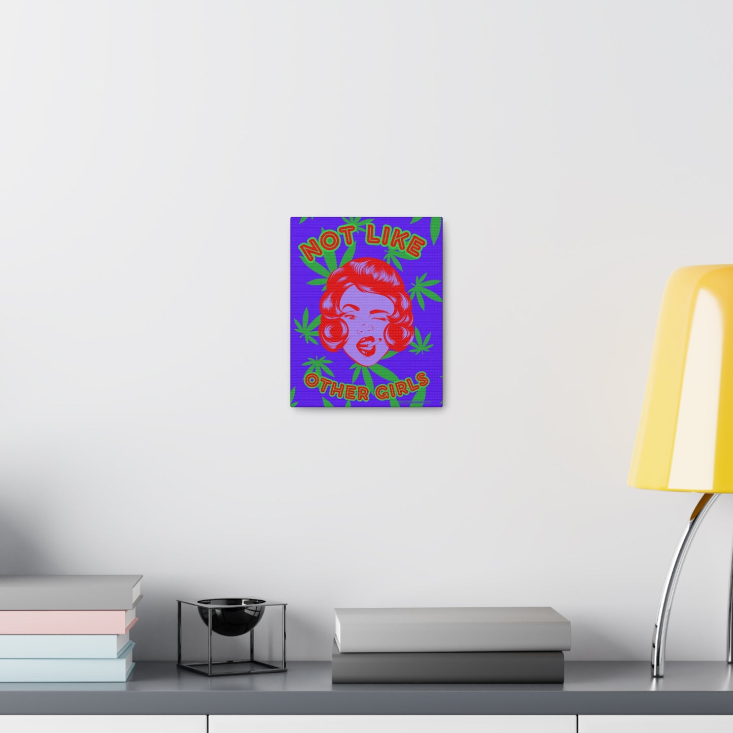 Cannabis pop art marijuana girl retro wall art Gallery Wraps