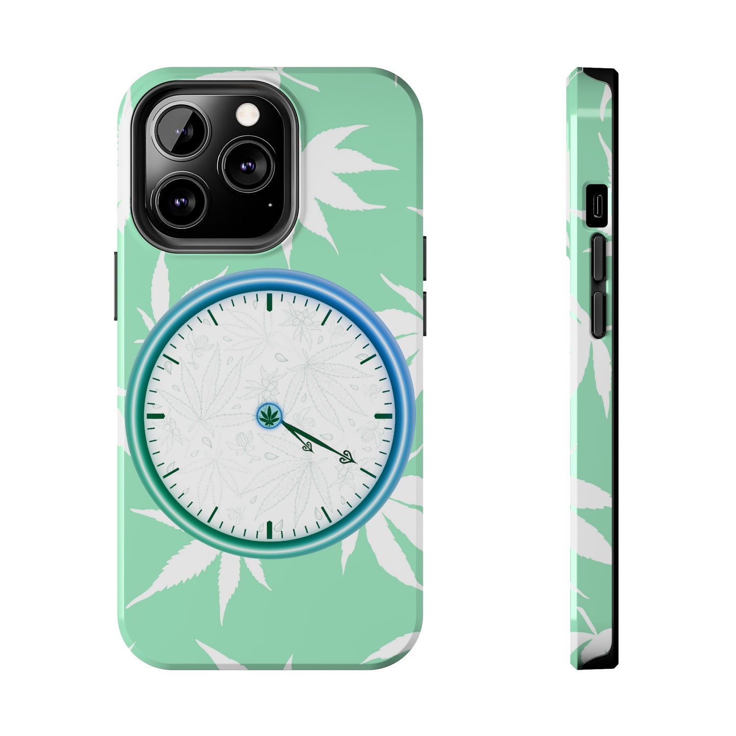 420 clock cannabis tough phone Cases cannabis leaf and 420 clock phone case for high end cannabist