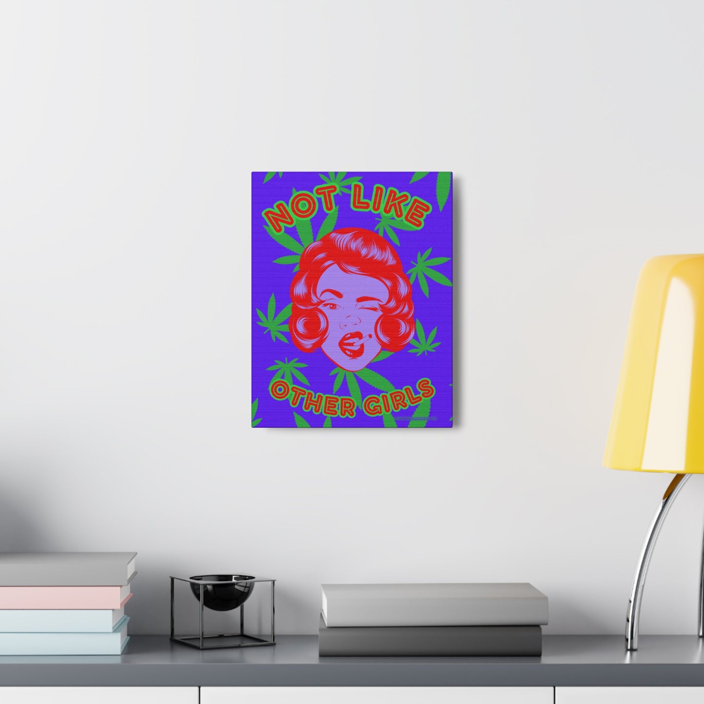 Cannabis pop art marijuana girl retro wall art Gallery Wraps