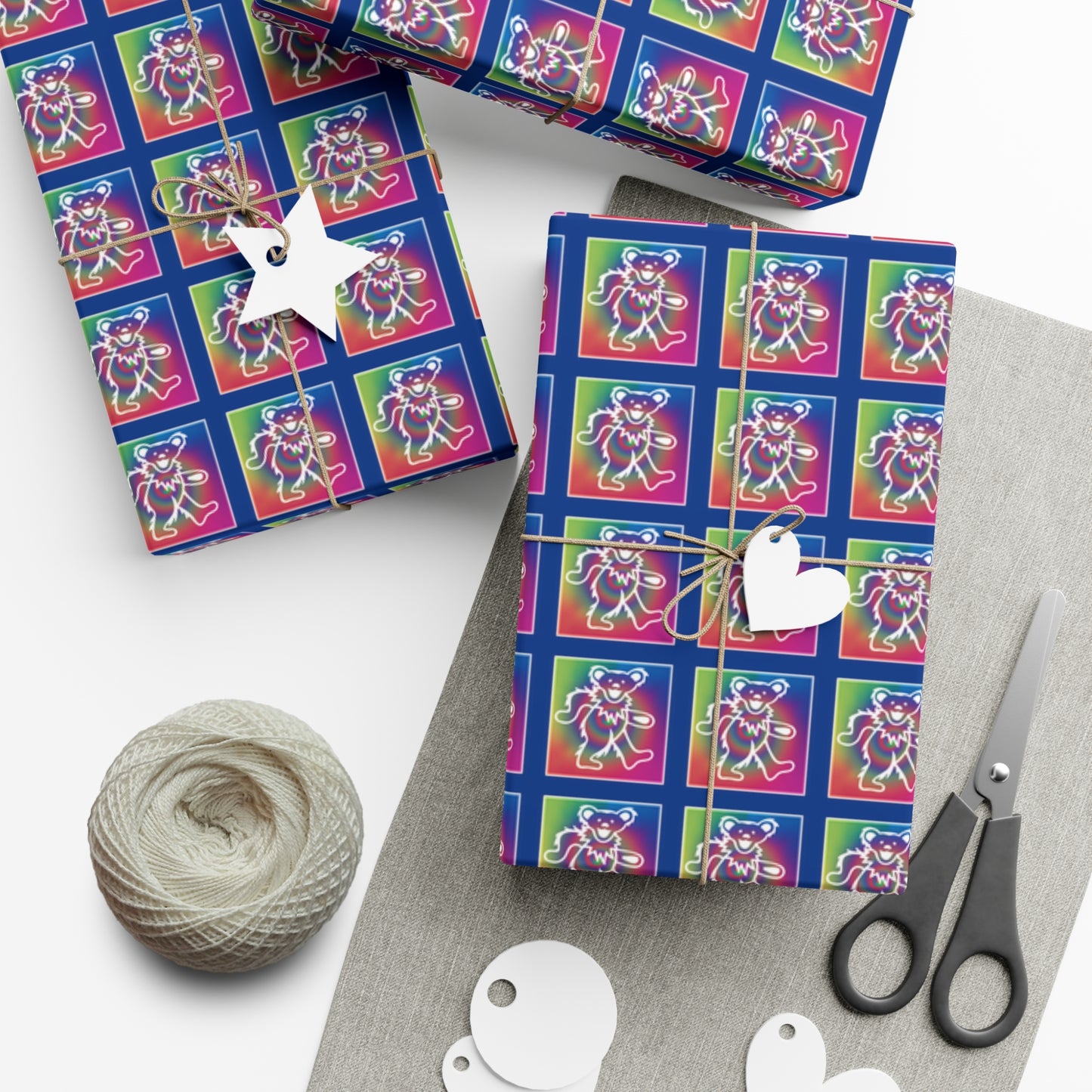 Grateful Dead bears tie-dye Wrapping Paper perfect gift wrap for Dead Heads