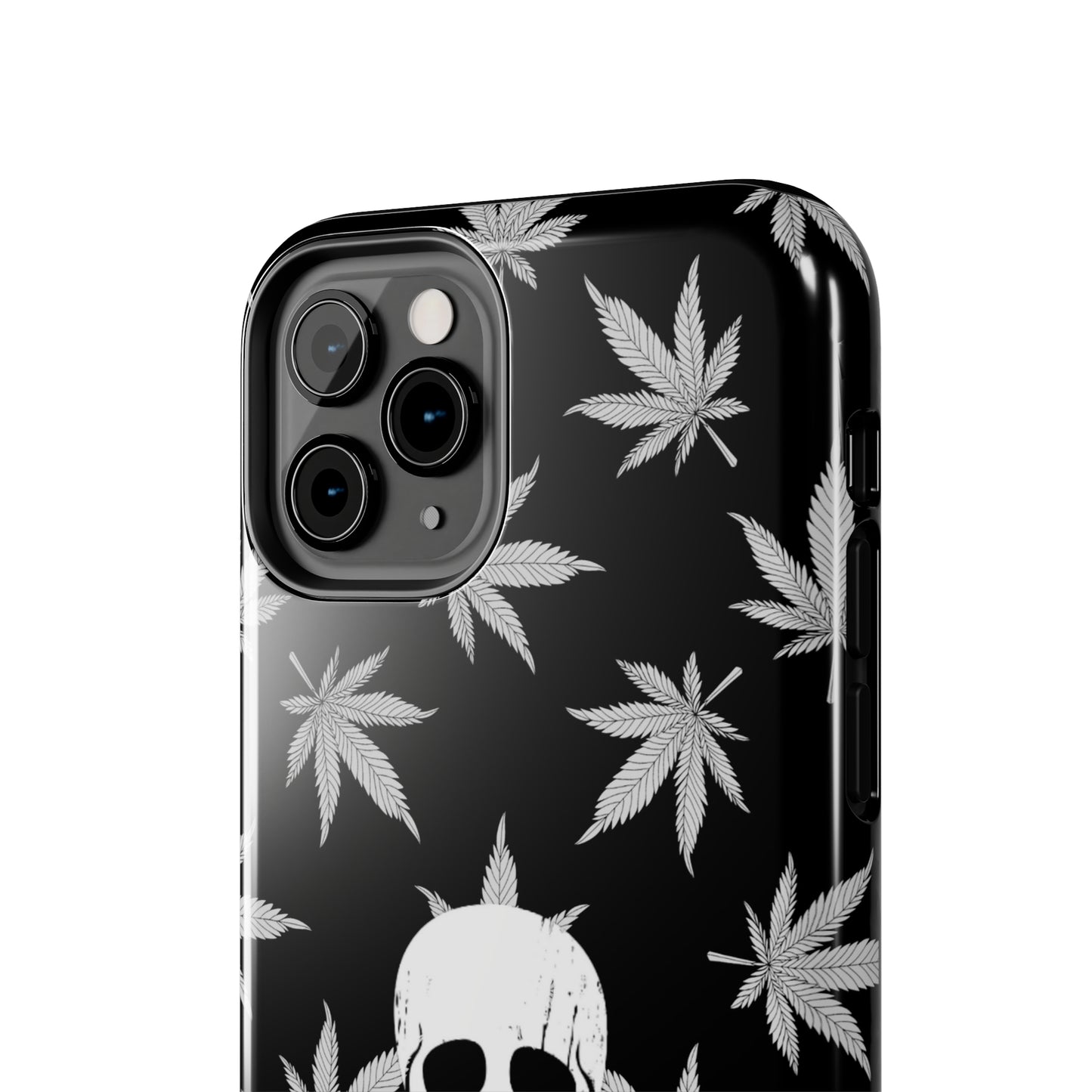 420 skull & crossbones tough phone case cannabis and jolly roger black and white weed skull phone case 420 gift for stoner pirates