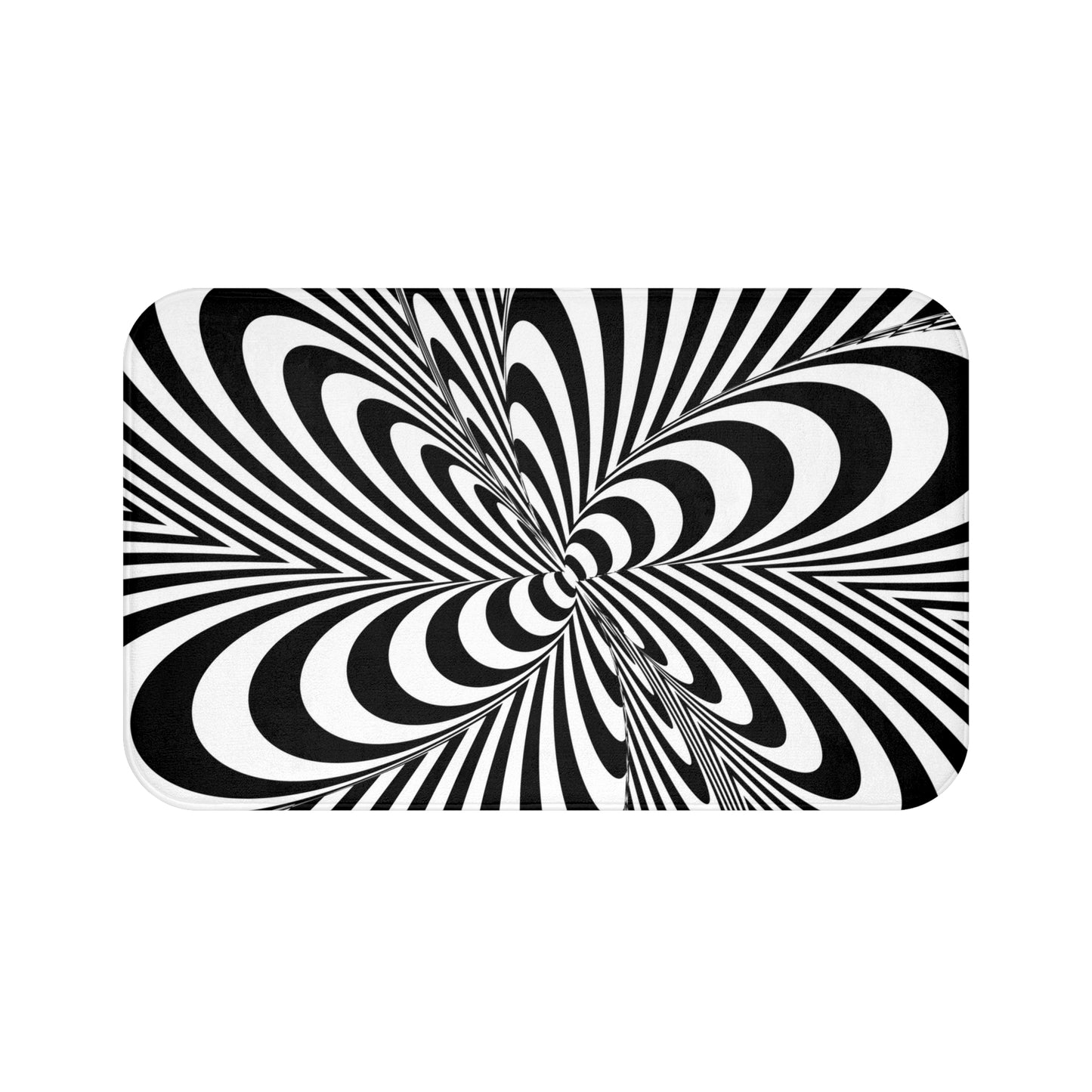 Psychedelic black and white bath mat eclectic bathroom rug trippy home floor decor