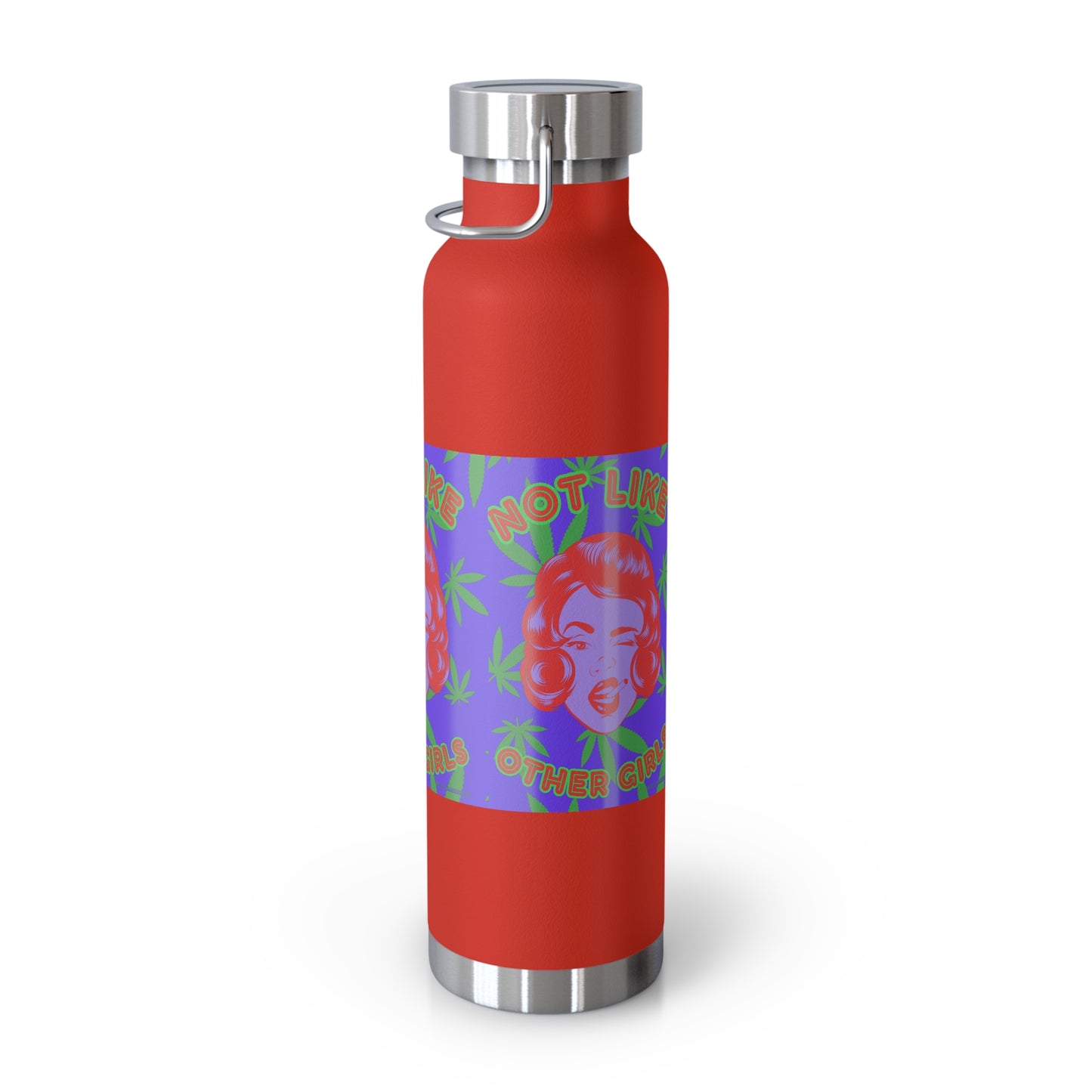 Not like Other Girls cannabis 420 retro vintage copper vacuum insulated bottle, 22oz. Great gift for high end stoner girl