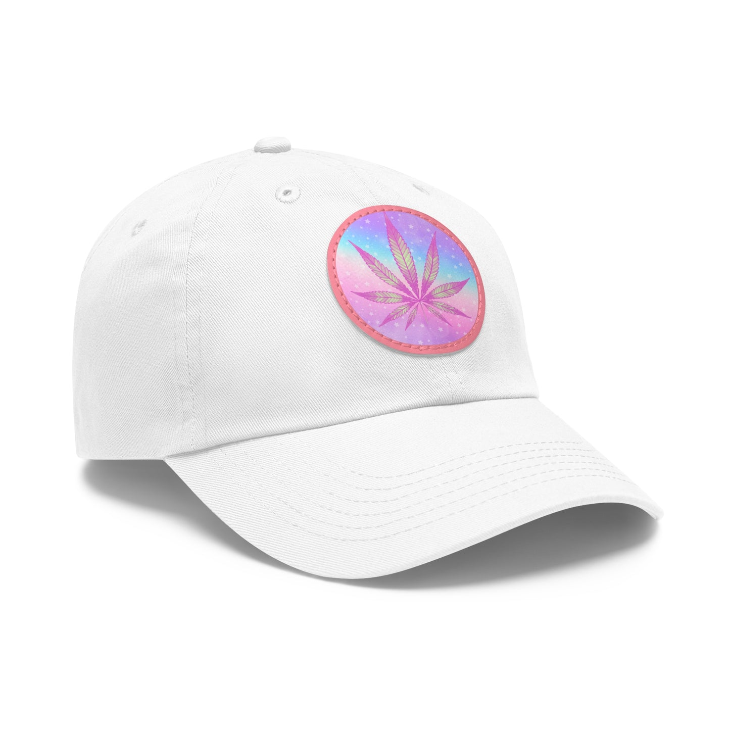 Candycore 420 cannabis cap with round Leather Patch weed leaf baseball hat pastel colors