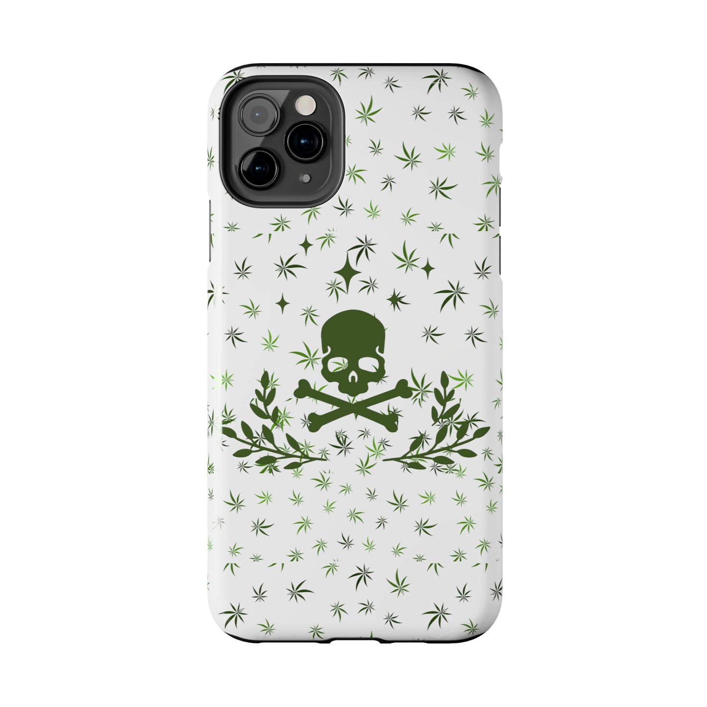 420 skull and crossbones tough phone Cases cannabis and skull white phone case for weed lovers