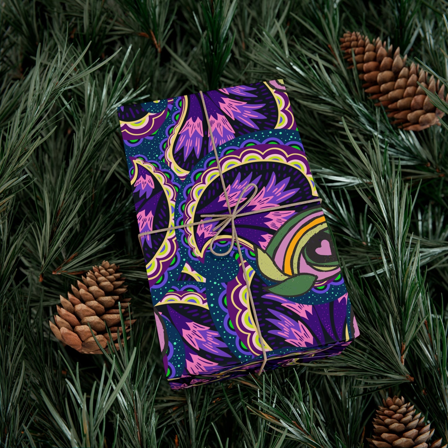 Purple psychedelic wrapping paper perfect Gift Wrap Papers for magic mushroom lovers retro hippie style