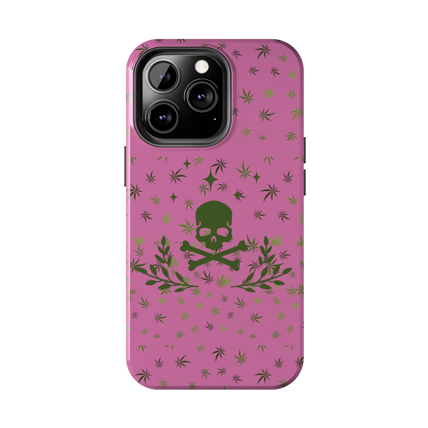 420 skull & crossbones tough phone Cases cannabis and skull and crossbones pink phone case for weed lovers