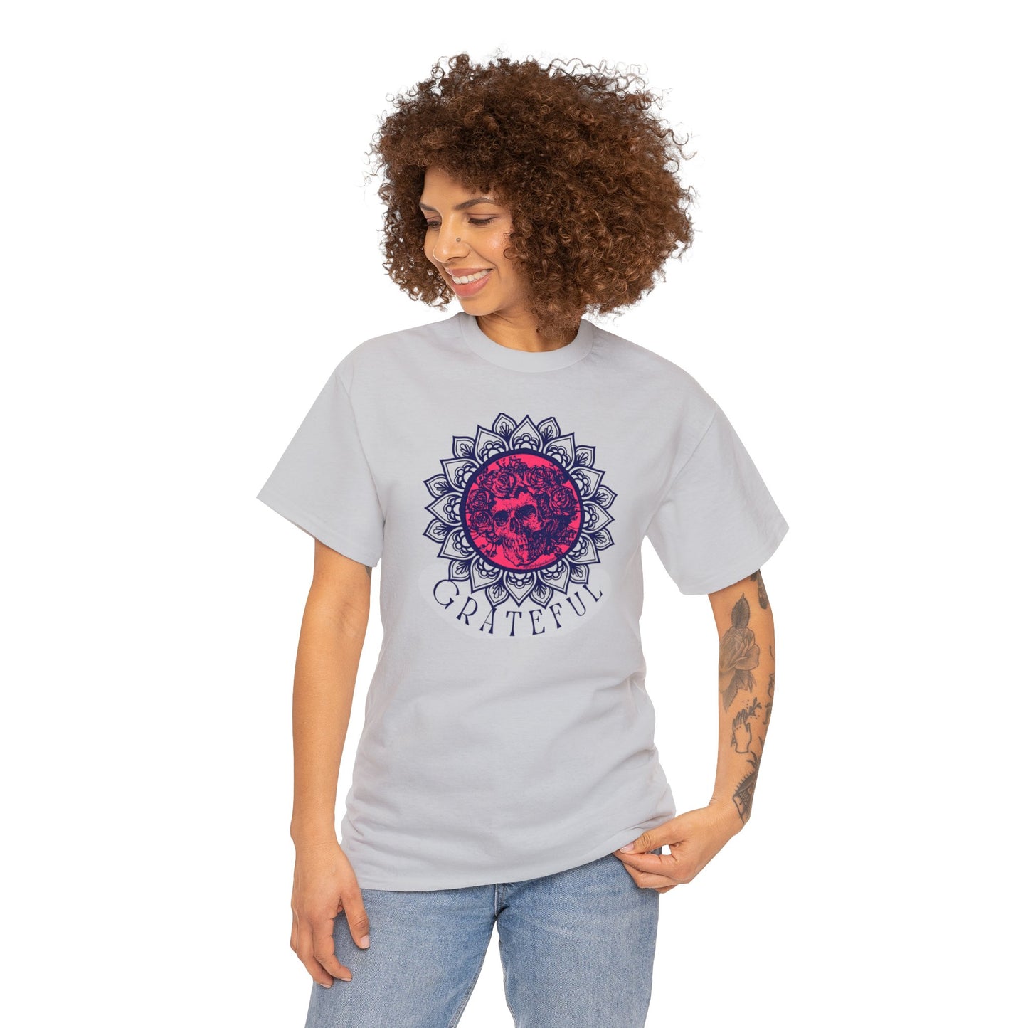 Grateful Dead inspired Skull snd Roses Cotton Tshirt