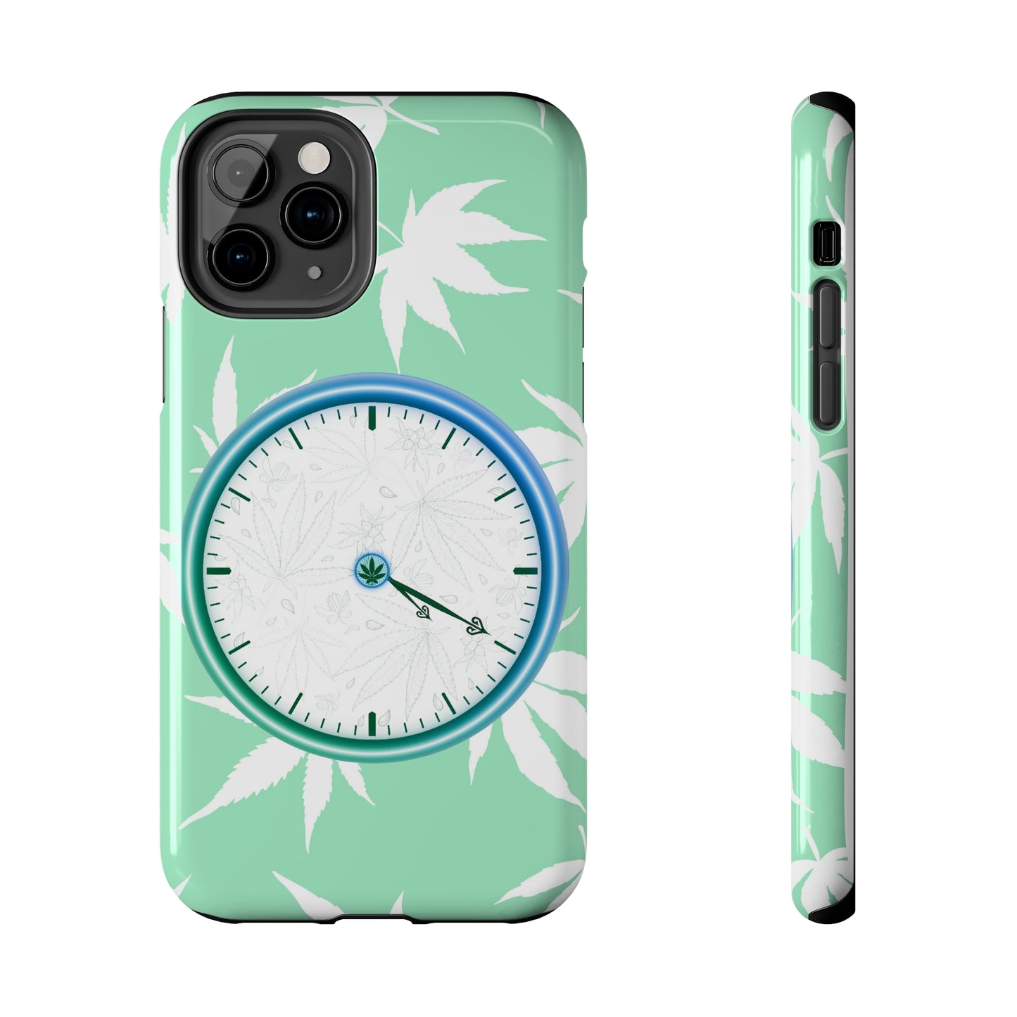 420 clock cannabis tough phone Cases cannabis leaf and 420 clock phone case for high end cannabist