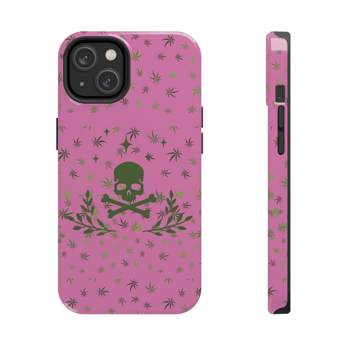 420 skull & crossbones tough phone Cases cannabis and skull and crossbones pink phone case for weed lovers