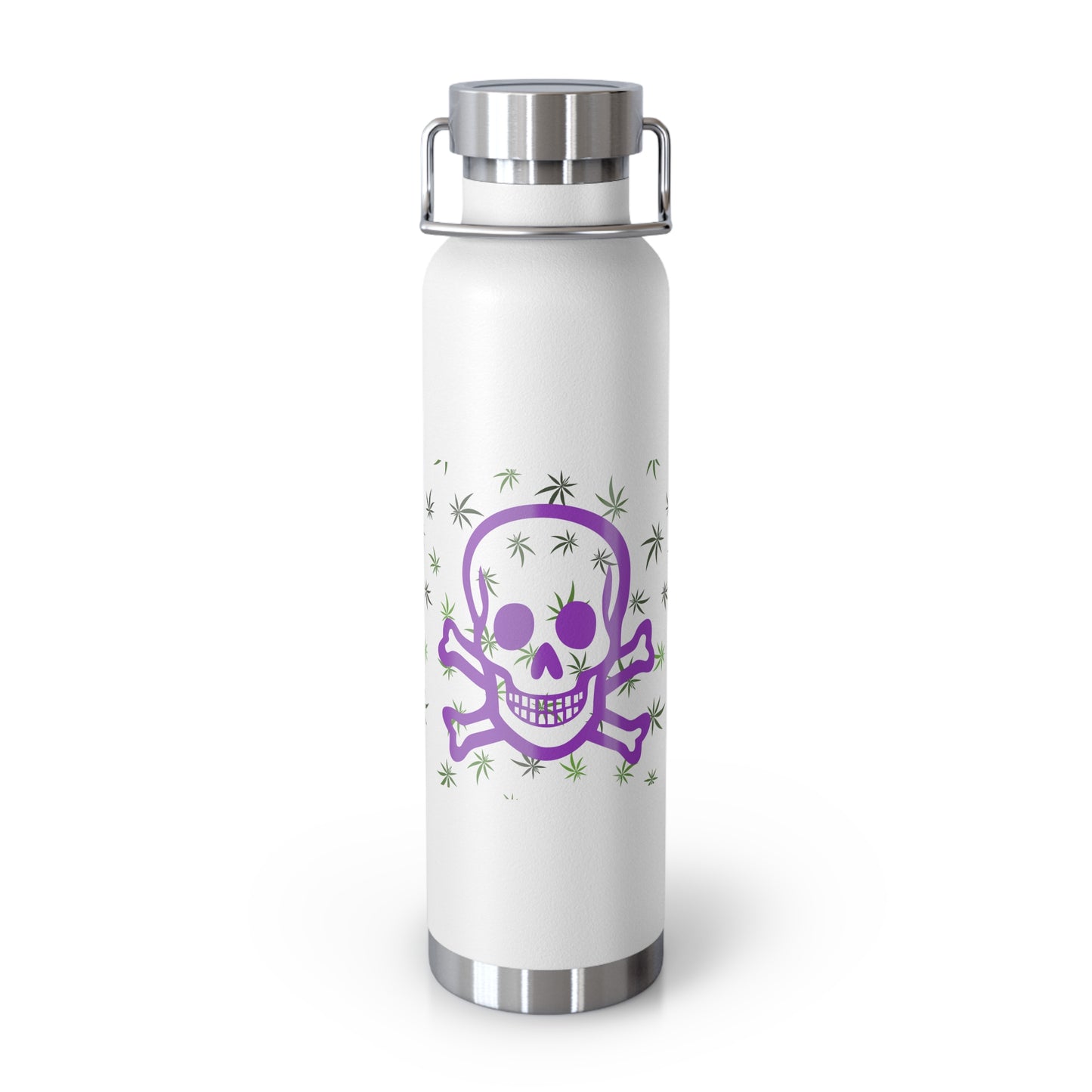 420 cannabis and skull and crossbones motif Copper Vacuum Insulated Bottle, 22oz. Great gift for high end stoner