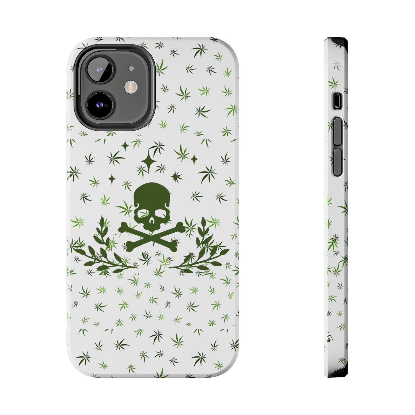 420 skull and crossbones tough phone Cases cannabis and skull white phone case for weed lovers