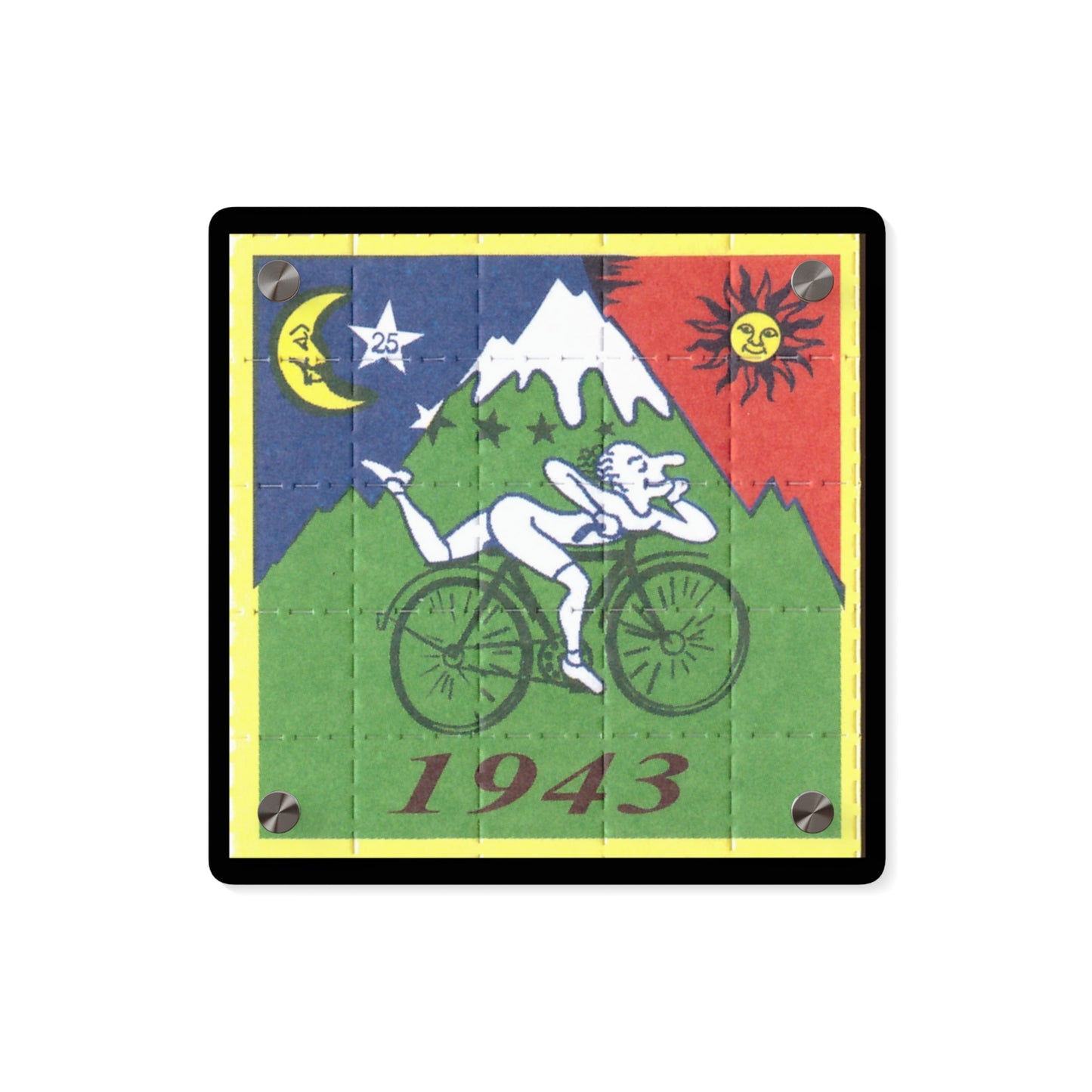 Bicycle day 1943 Albert Hoffman psychedelic vintage LSD blotter art - tab sheet wall art - Acrylic Wall Art Panels available in 2 sizes