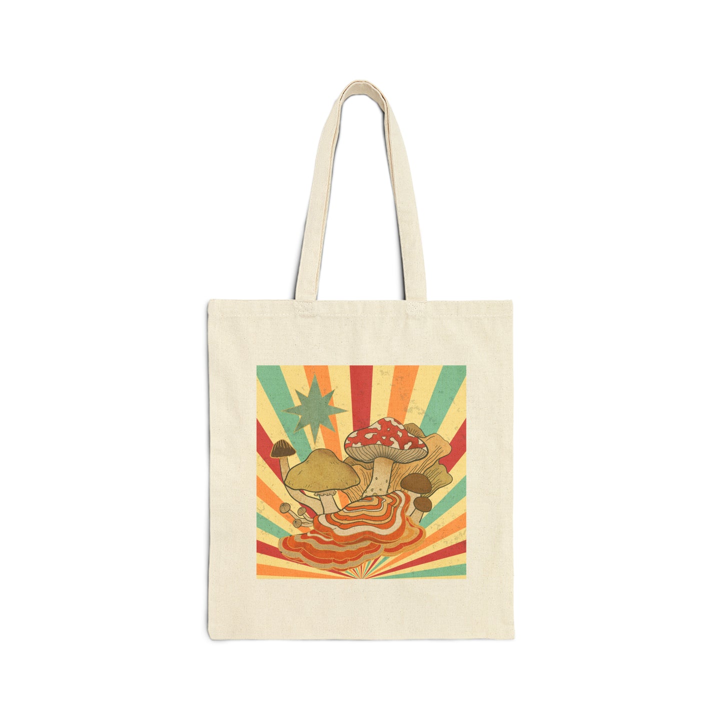 Retro style magic mushroom motif Cotton Canvas Tote Bag psychedelic mushroom vintage style eco shopping bag in 2 colors