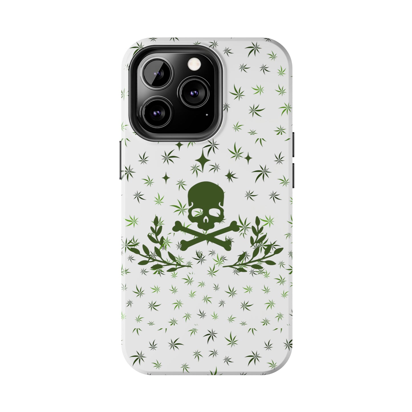 420 skull and crossbones tough phone Cases cannabis and skull white phone case for weed lovers