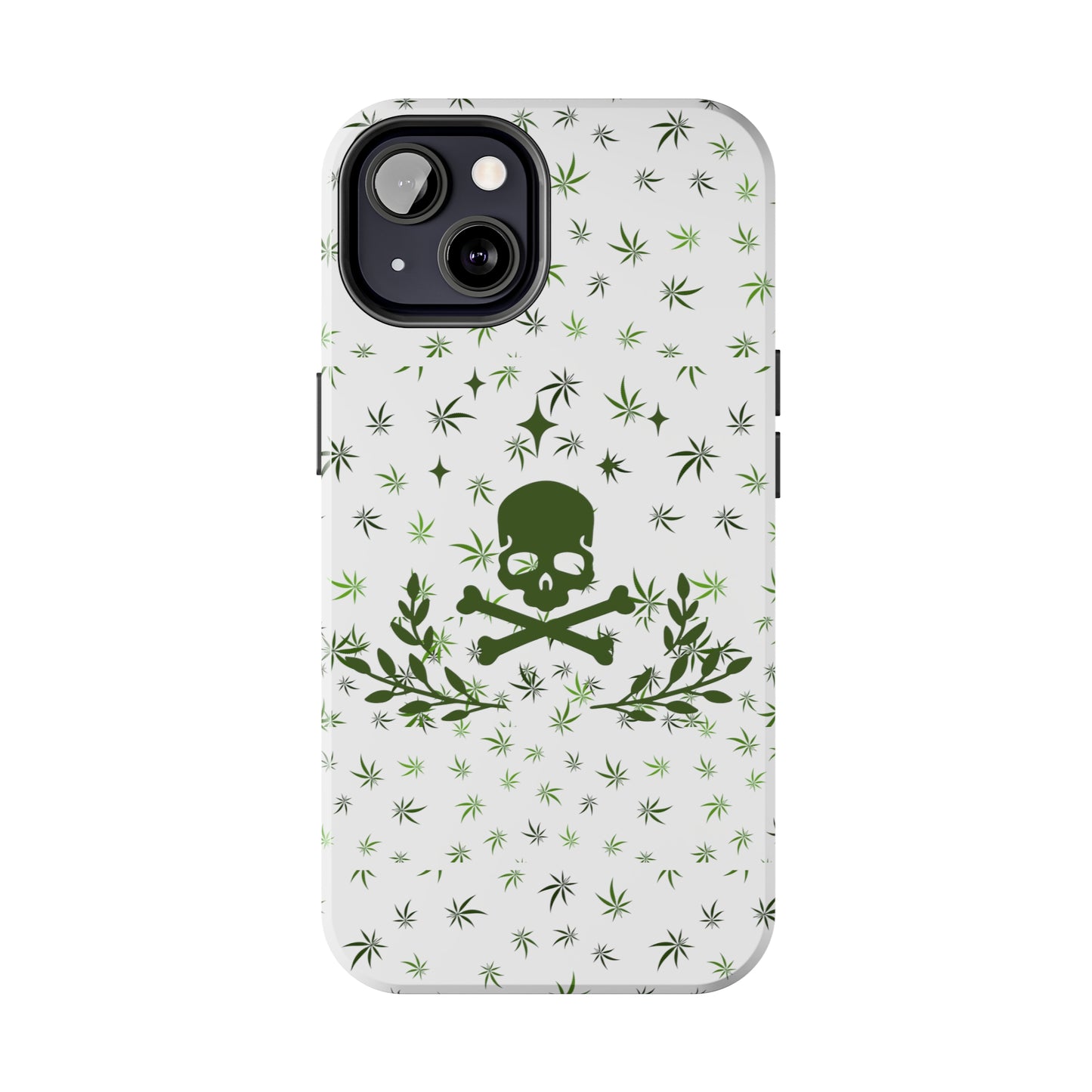 420 skull and crossbones tough phone Cases cannabis and skull white phone case for weed lovers